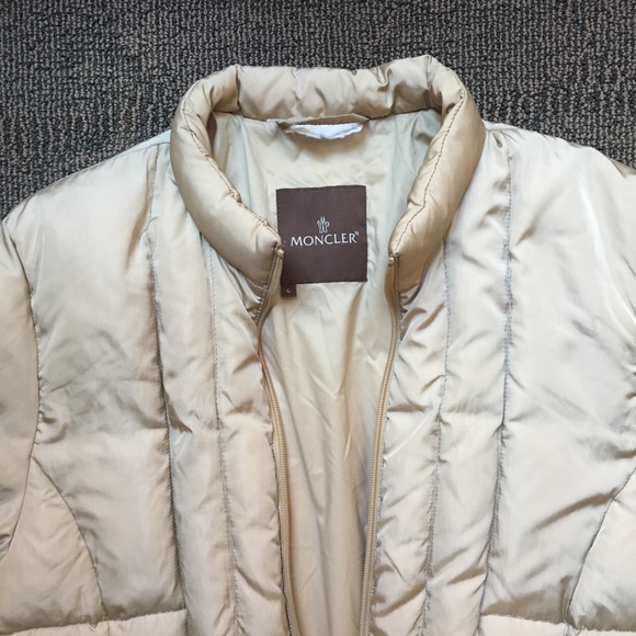 MONCLER - Gold Quilted Winter Puff Coat, XL - Picture 2 of 8